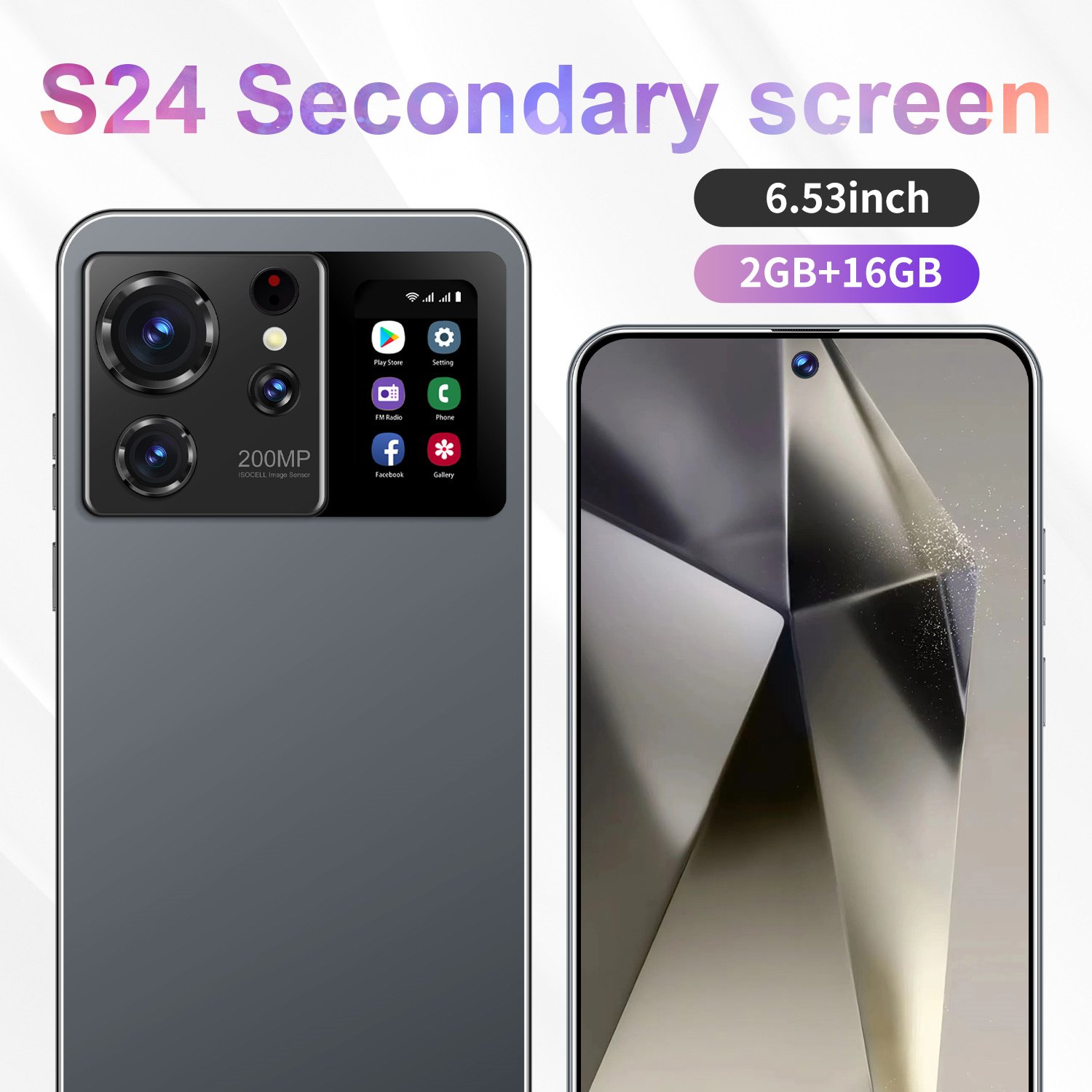 2024 Bestselling Cheap S24Ultra with secondary screen Mobile Phone dual sim large battery smartphone support customize 512GB 1TB